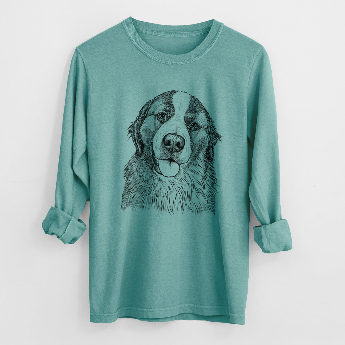 Bare Walter the Bernese Mountain Dog Mix - Men&#39;s Heavyweight 100% Cotton Long Sleeve