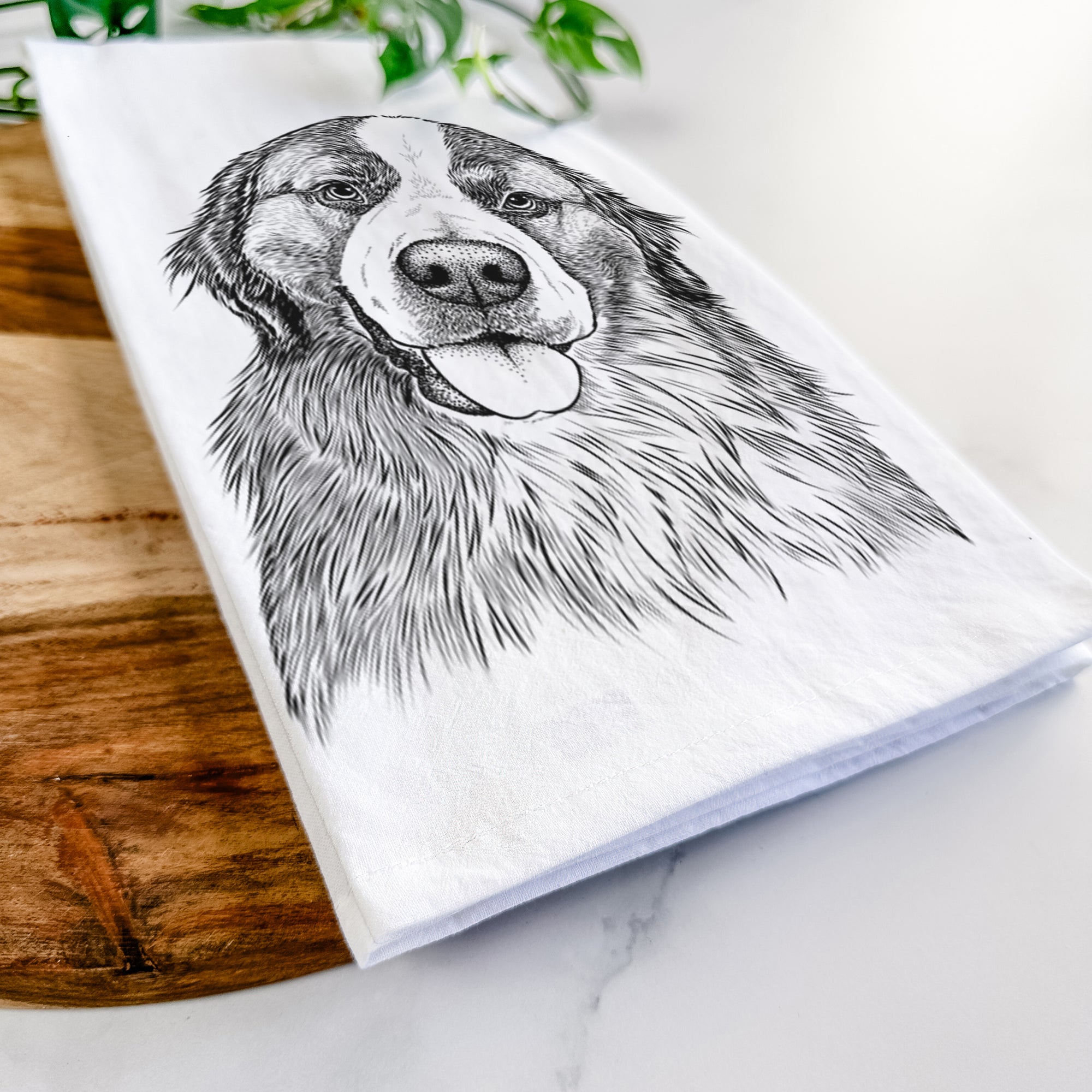 Walter the Bernese Mountain Dog Mix Tea Towel