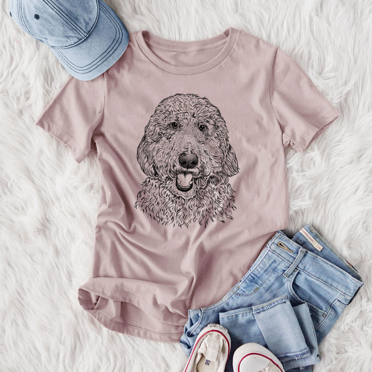 Bare Whisper the Goldendoodle - Women's Lightweight Relaxed Fit 100% Cotton Crewneck