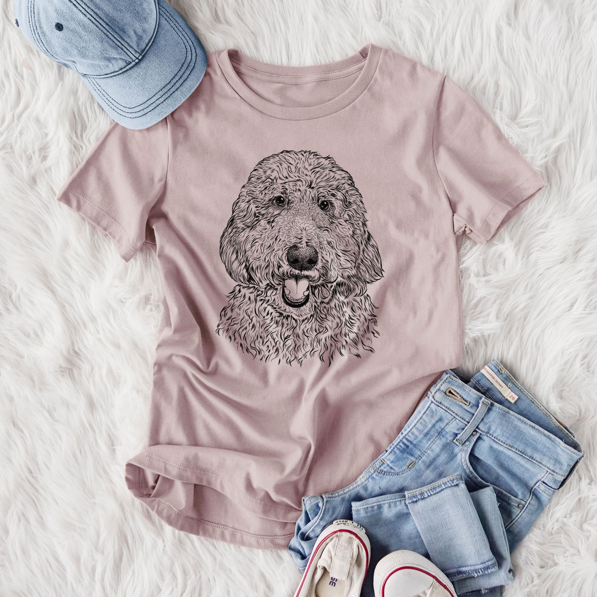 Bare Whisper the Goldendoodle - Women's Lightweight Relaxed Fit 100% Cotton Crewneck