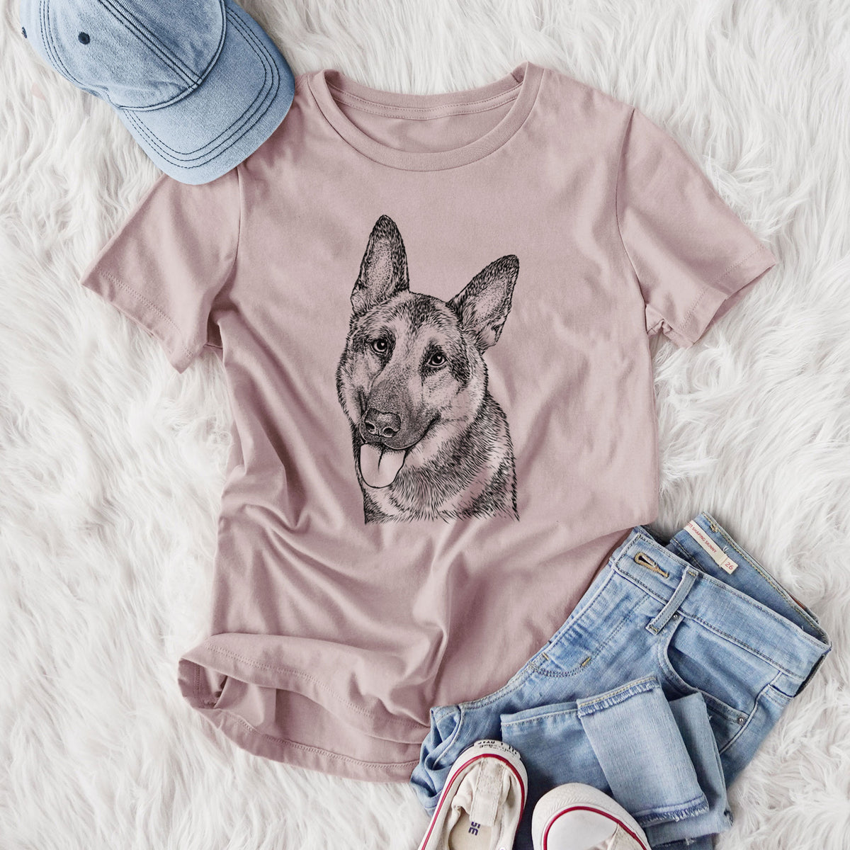 Bare Whitaker the German Shepherd - Women's Lightweight Relaxed Fit 100% Cotton Crewneck