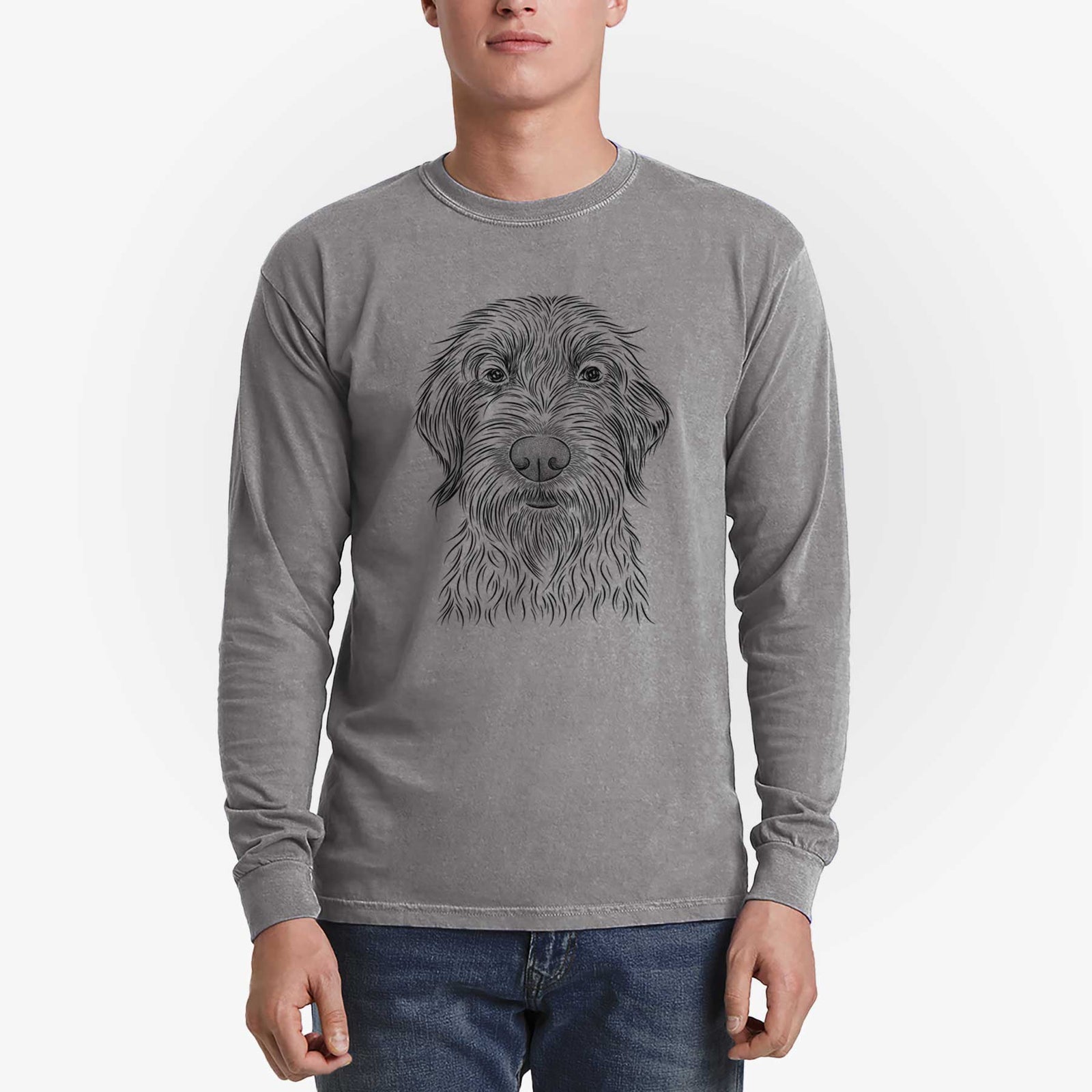 Bare Wilkins the Wirehaired Pointing Griffon - Men's Heavyweight 100% Cotton Long Sleeve