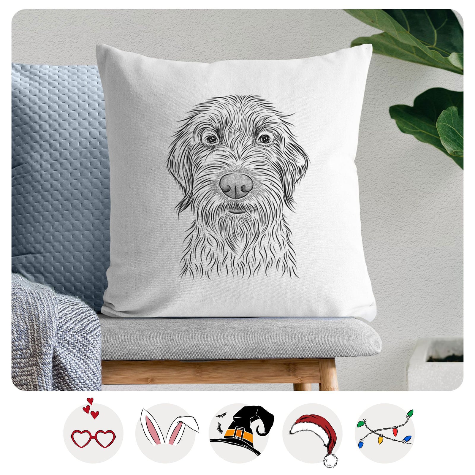 Wilkins the Wirehaired Pointing Griffon - Throw Pillow Cover