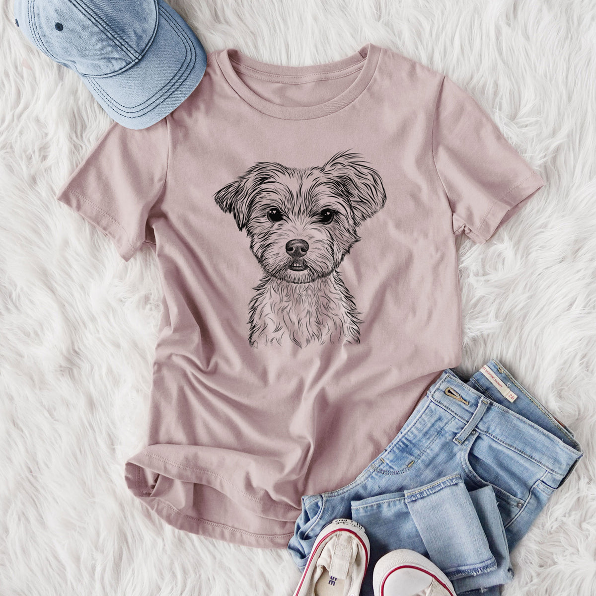 Bare William Mitchell Newman the Yorkshire Terrier - Women's Lightweight Relaxed Fit 100% Cotton Crewneck