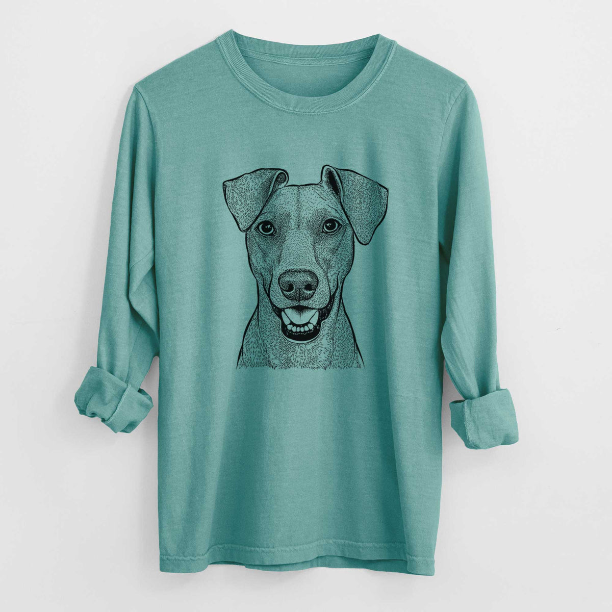 Bare Willow the German Pinscher - Men&#39;s Heavyweight 100% Cotton Long Sleeve