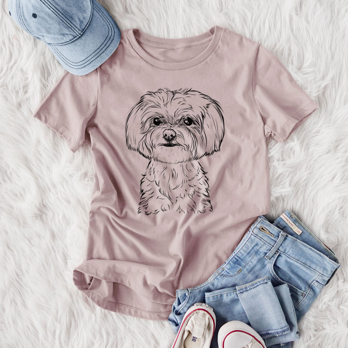 Bare Willow the Maltese - Women's Lightweight Relaxed Fit 100% Cotton Crewneck