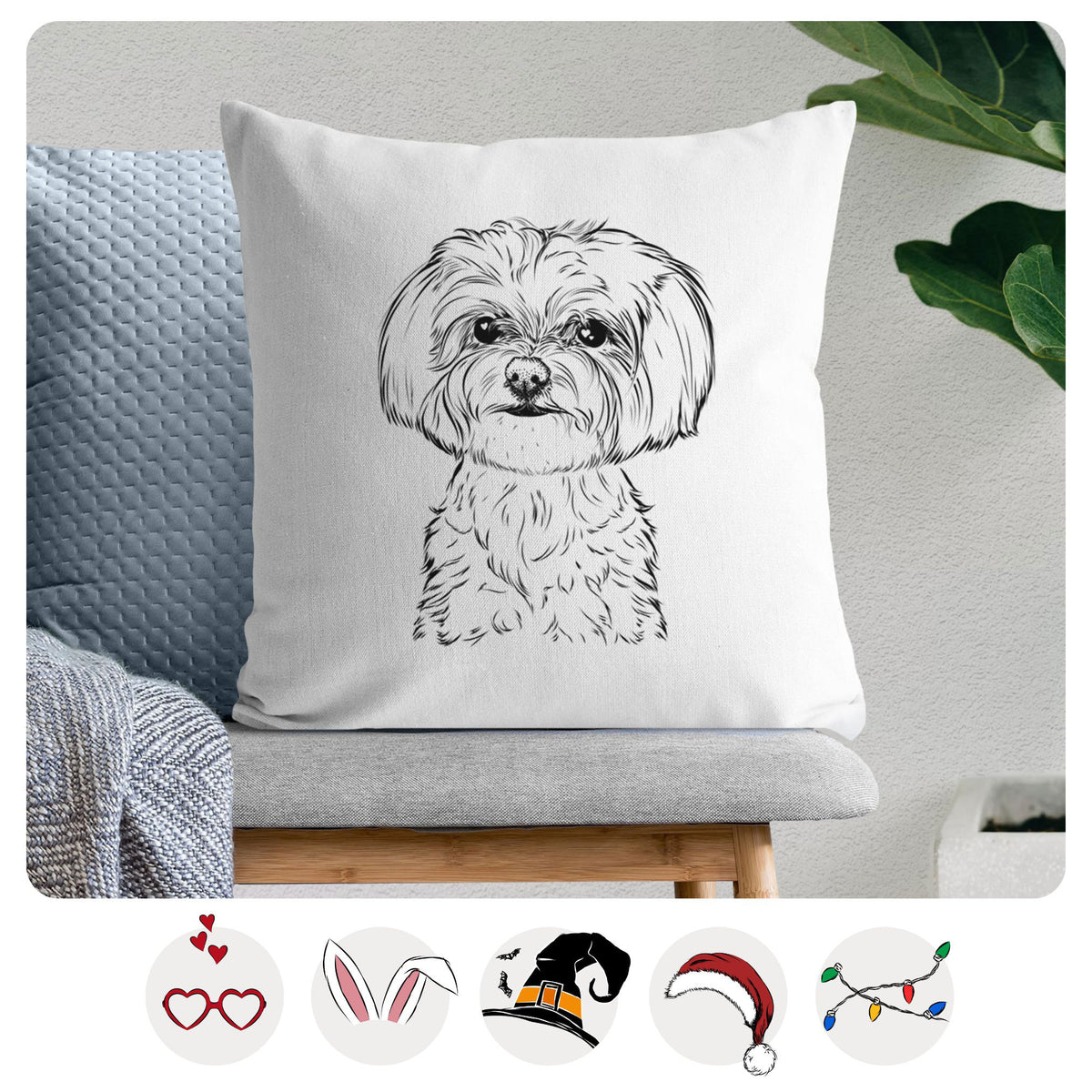 Willow the Maltese - Throw Pillow Cover