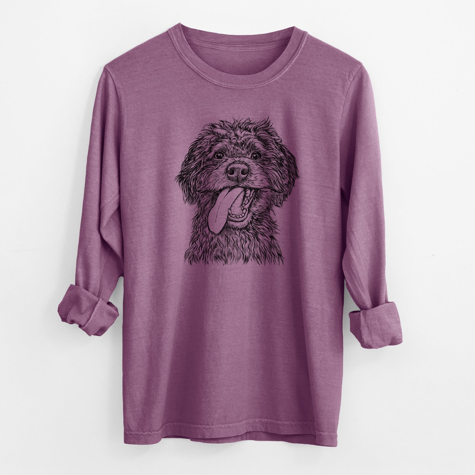 Bare Winnie the Mini Aussiedoodle - Men's Heavyweight 100% Cotton Long Sleeve