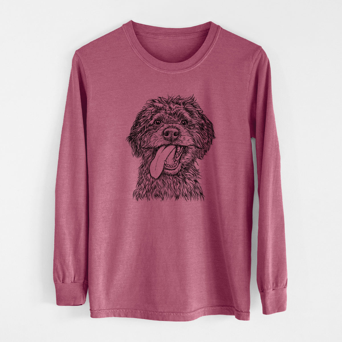 Bare Winnie the Mini Aussiedoodle - Men's Heavyweight 100% Cotton Long Sleeve