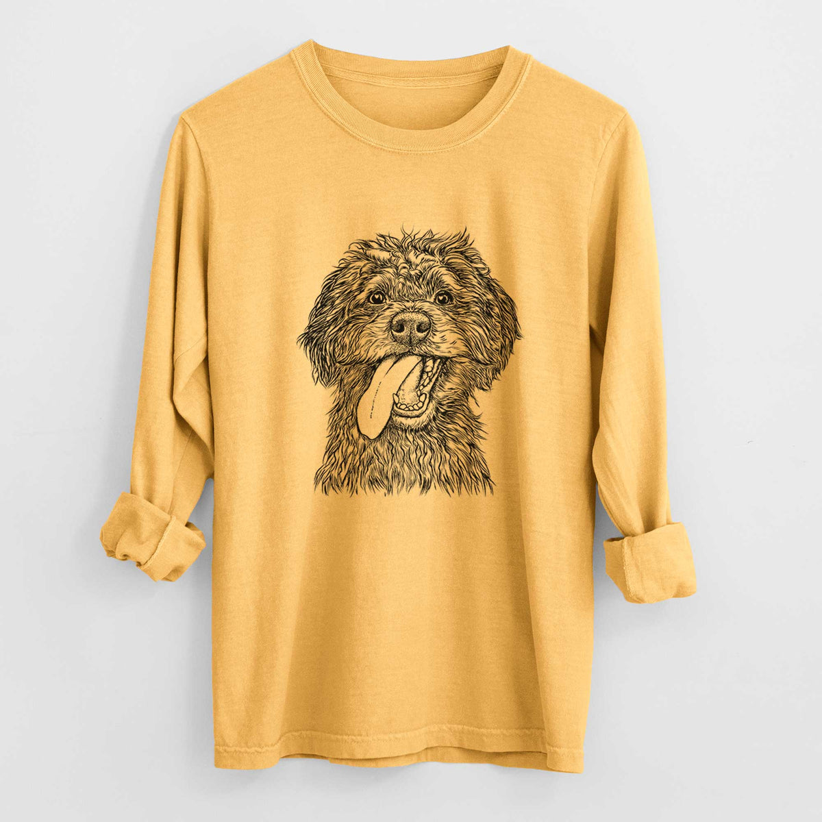 Bare Winnie the Mini Aussiedoodle - Men's Heavyweight 100% Cotton Long Sleeve