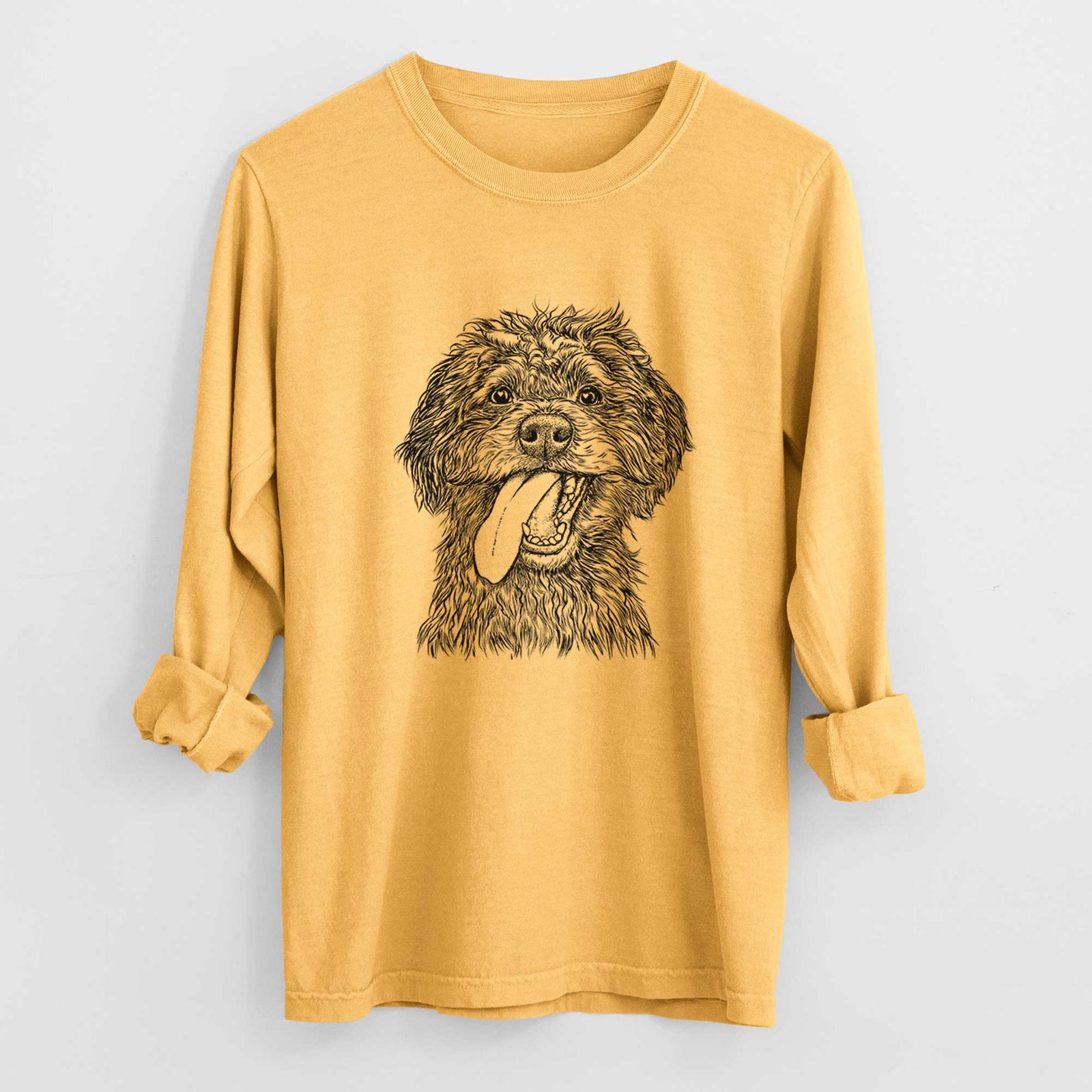 Bare Winnie the Mini Aussiedoodle - Men's Heavyweight 100% Cotton Long Sleeve