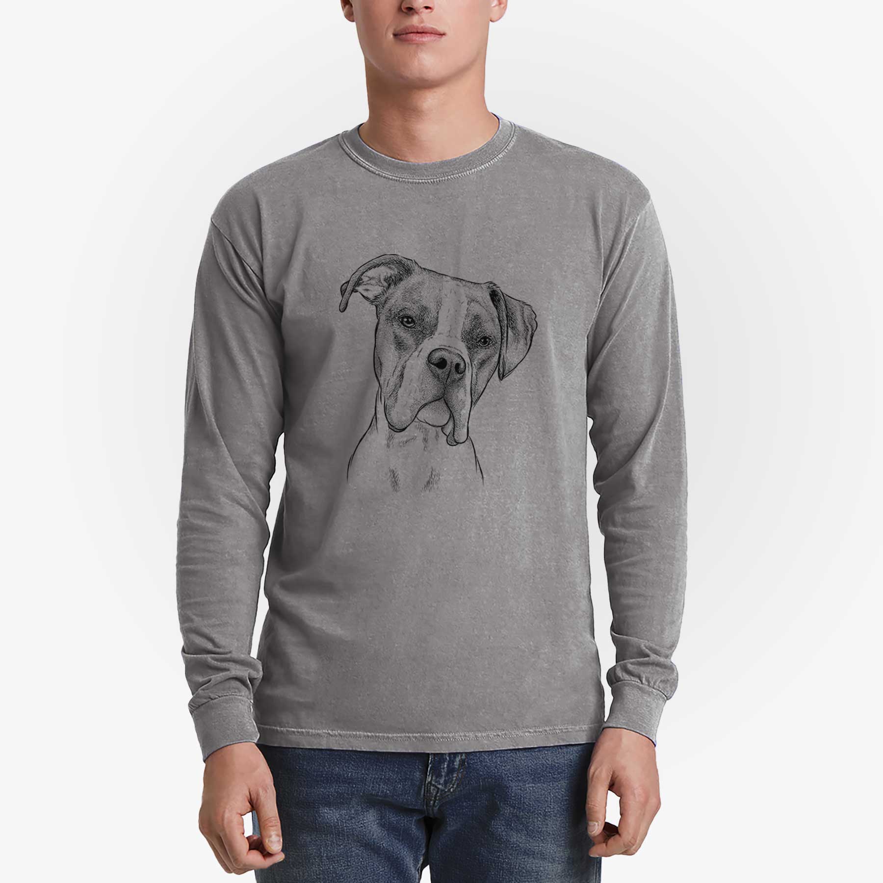 Bare Winston the Boxer - Men's Heavyweight 100% Cotton Long Sleeve