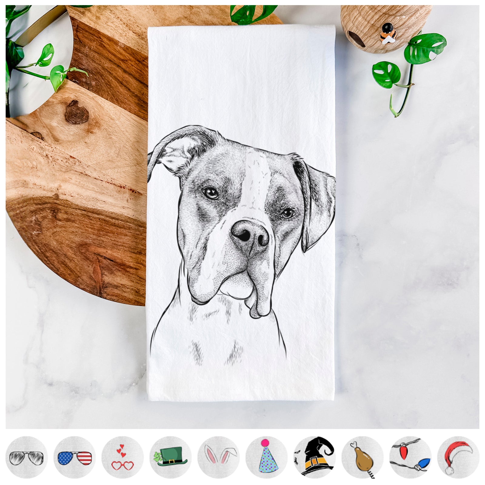 Winston the Boxer Tea Towel