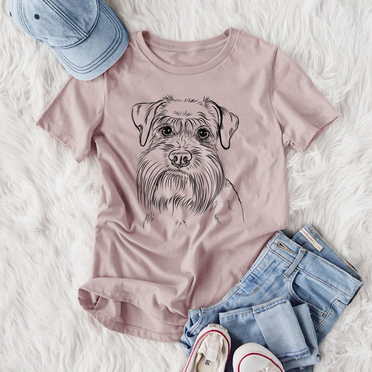 Bare Wrigley the Schnauzer - Women's Lightweight Relaxed Fit 100% Cotton Crewneck