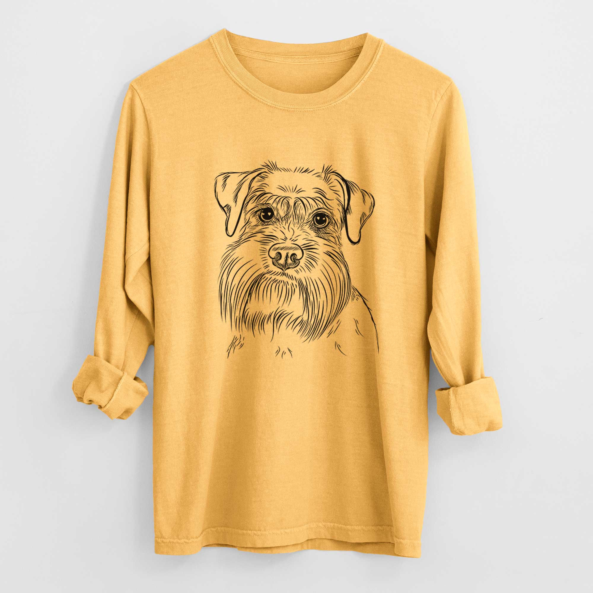 Bare Wrigley the Schnauzer - Men's Heavyweight 100% Cotton Long Sleeve