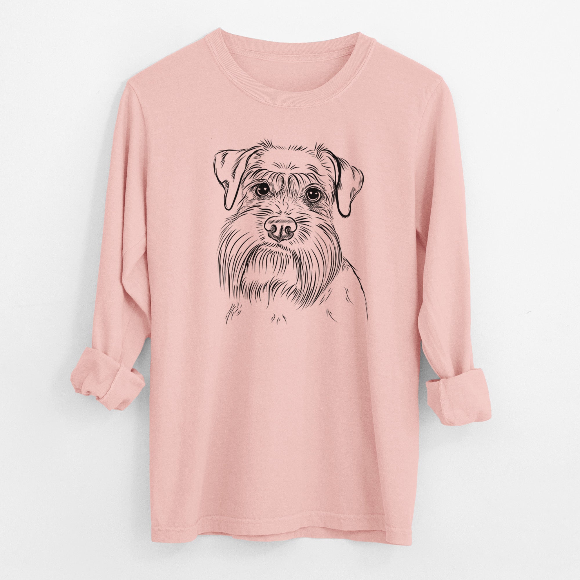 Bare Wrigley the Schnauzer - Men's Heavyweight 100% Cotton Long Sleeve