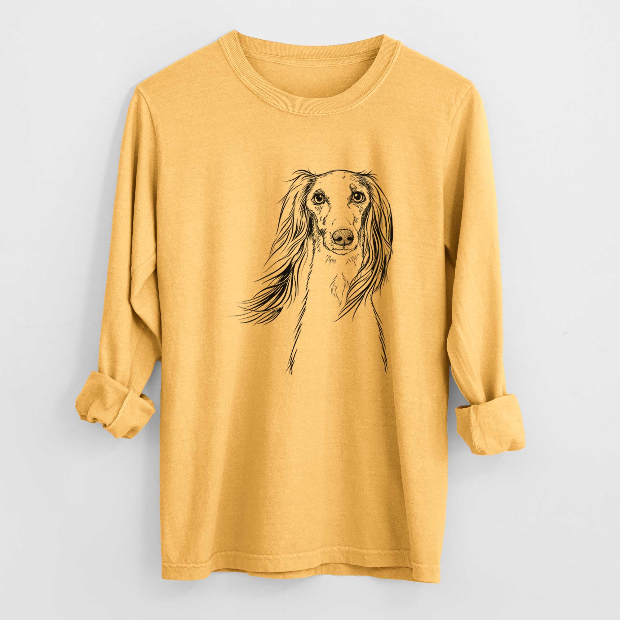 Bare Zahra the Saluki - Men's Heavyweight 100% Cotton Long Sleeve