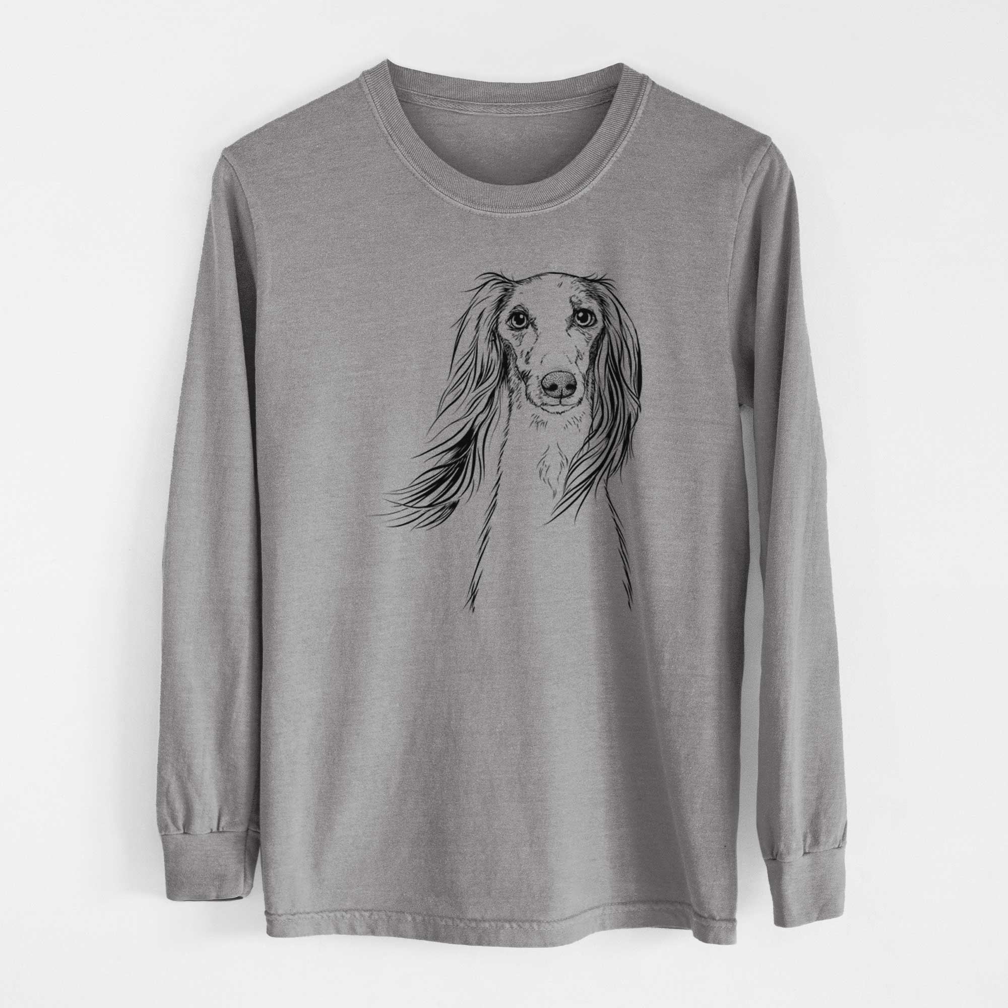 Bare Zahra the Saluki - Men's Heavyweight 100% Cotton Long Sleeve