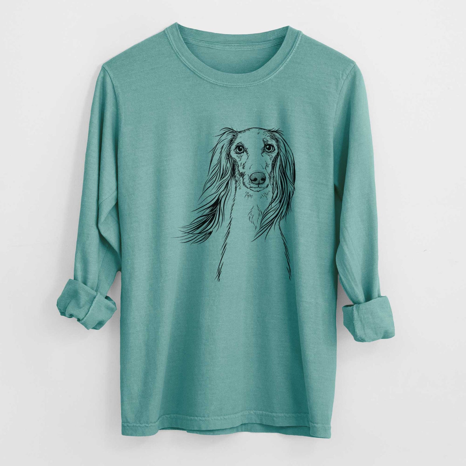 Bare Zahra the Saluki - Men's Heavyweight 100% Cotton Long Sleeve