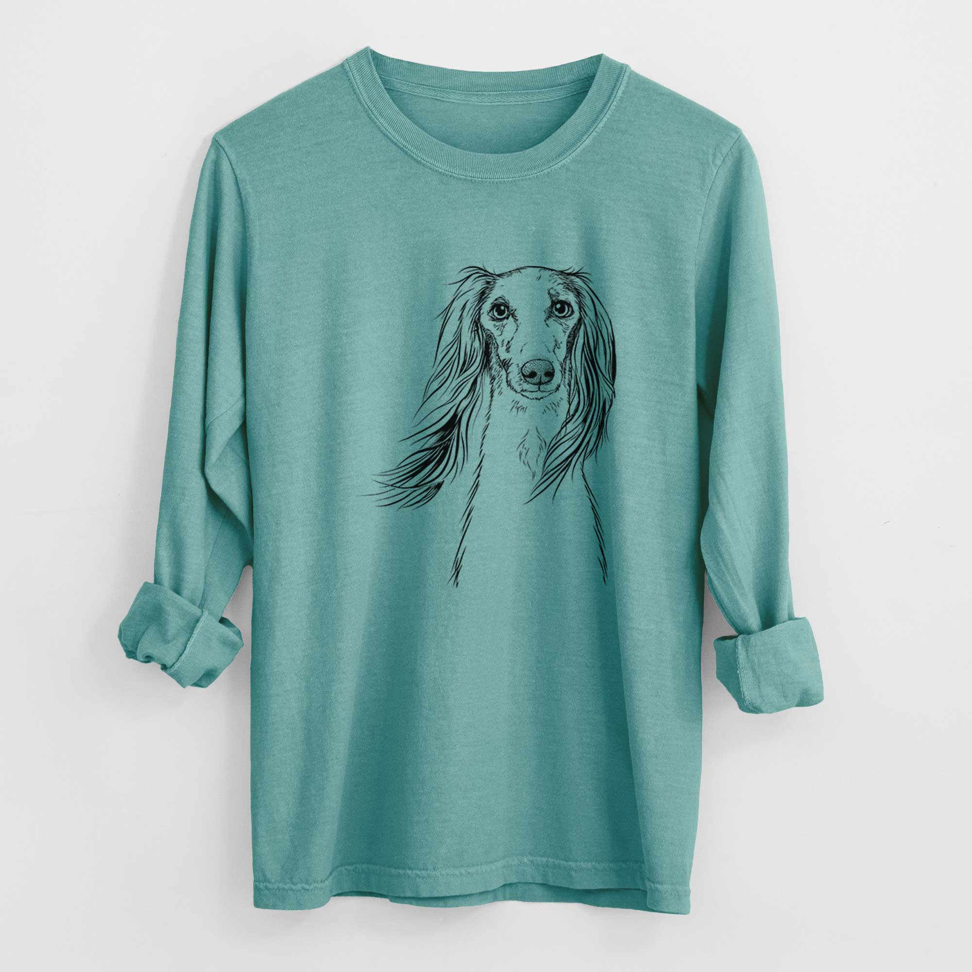 Bare Zahra the Saluki - Men's Heavyweight 100% Cotton Long Sleeve