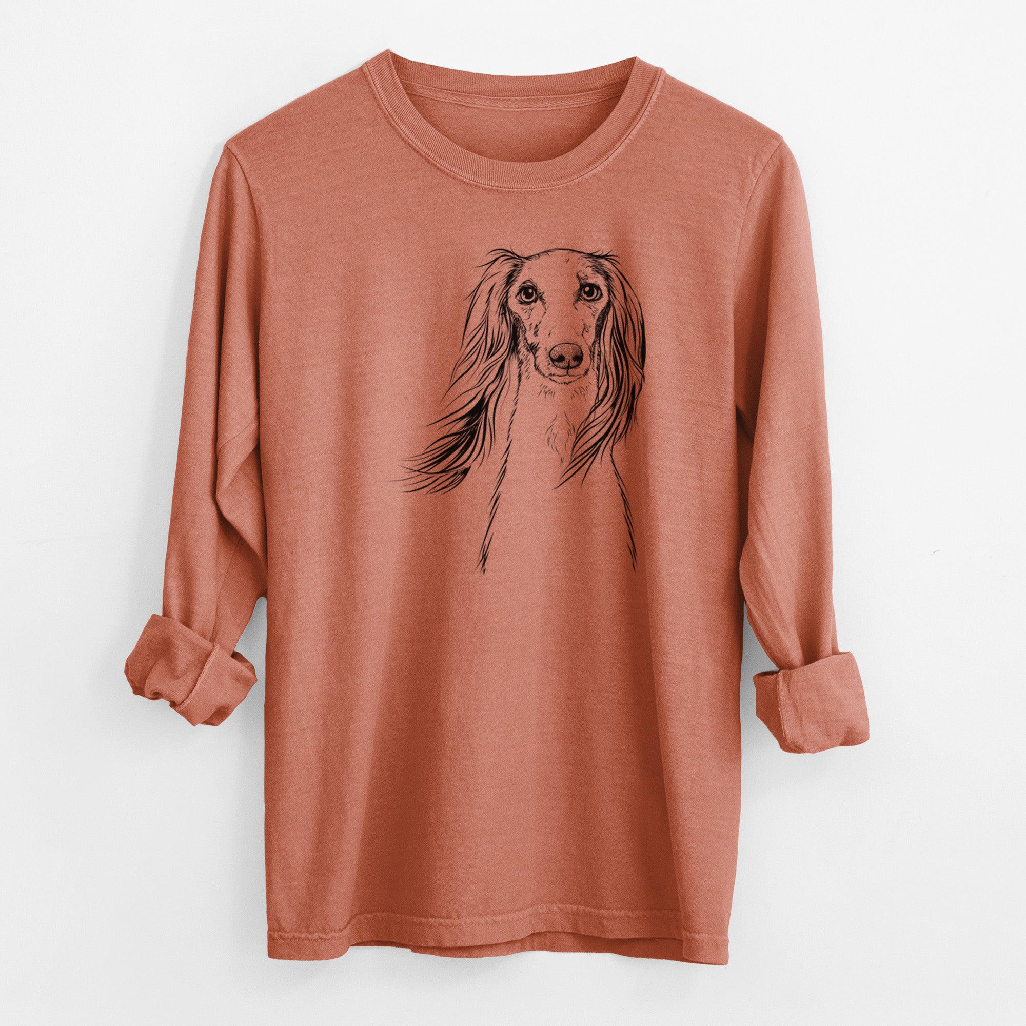 Bare Zahra the Saluki - Men's Heavyweight 100% Cotton Long Sleeve