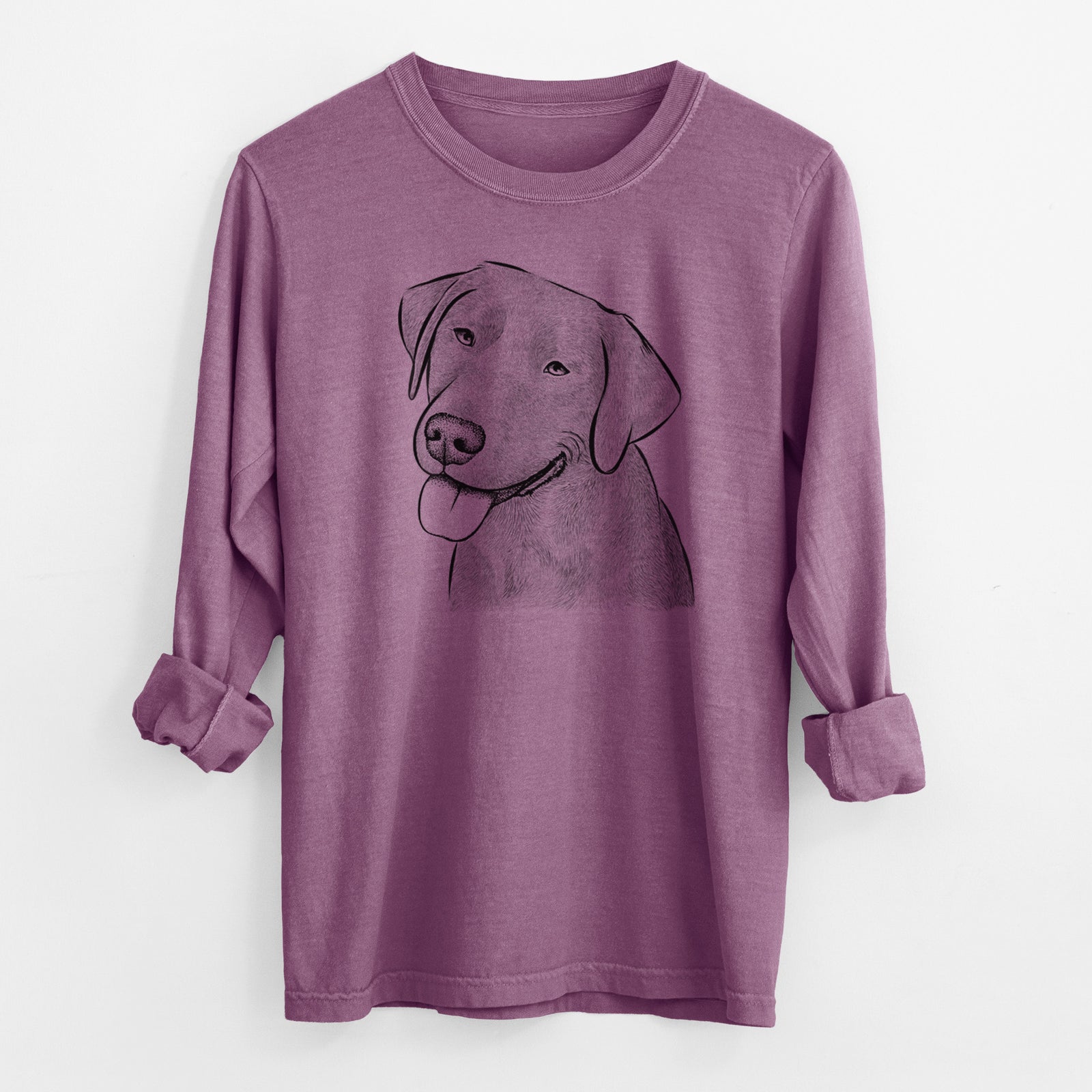 Bare Zeppelin the Black Labrador - Men's Heavyweight 100% Cotton Long Sleeve