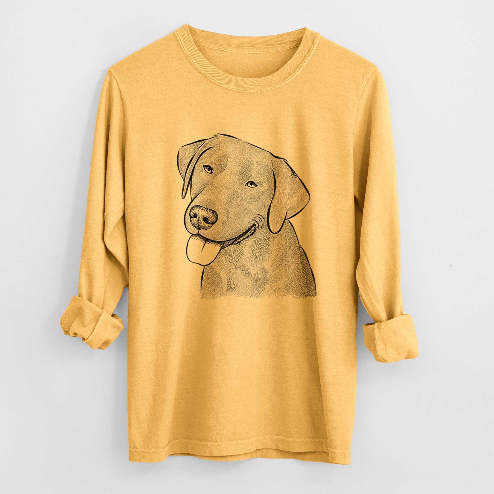Bare Zeppelin the Black Labrador - Men's Heavyweight 100% Cotton Long Sleeve