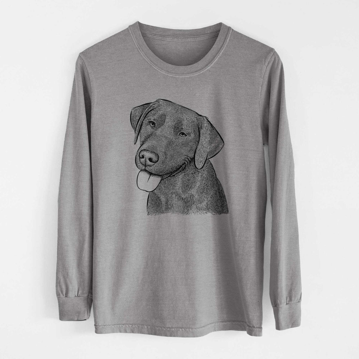 Bare Zeppelin the Black Labrador - Men's Heavyweight 100% Cotton Long Sleeve