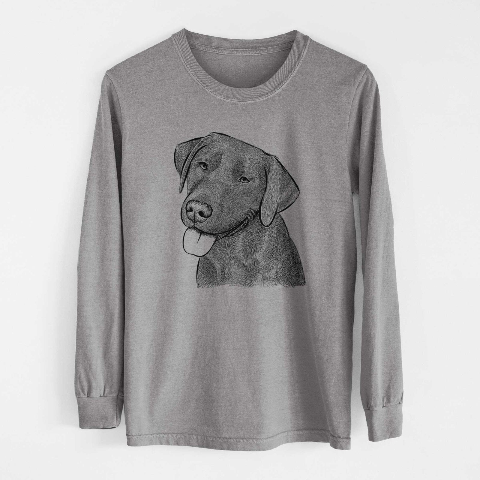 Bare Zeppelin the Black Labrador - Men's Heavyweight 100% Cotton Long Sleeve