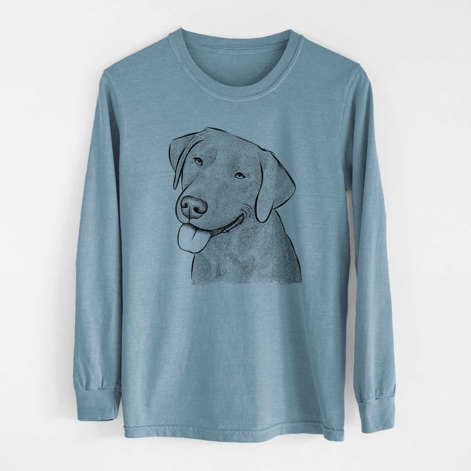 Bare Zeppelin the Black Labrador - Men's Heavyweight 100% Cotton Long Sleeve
