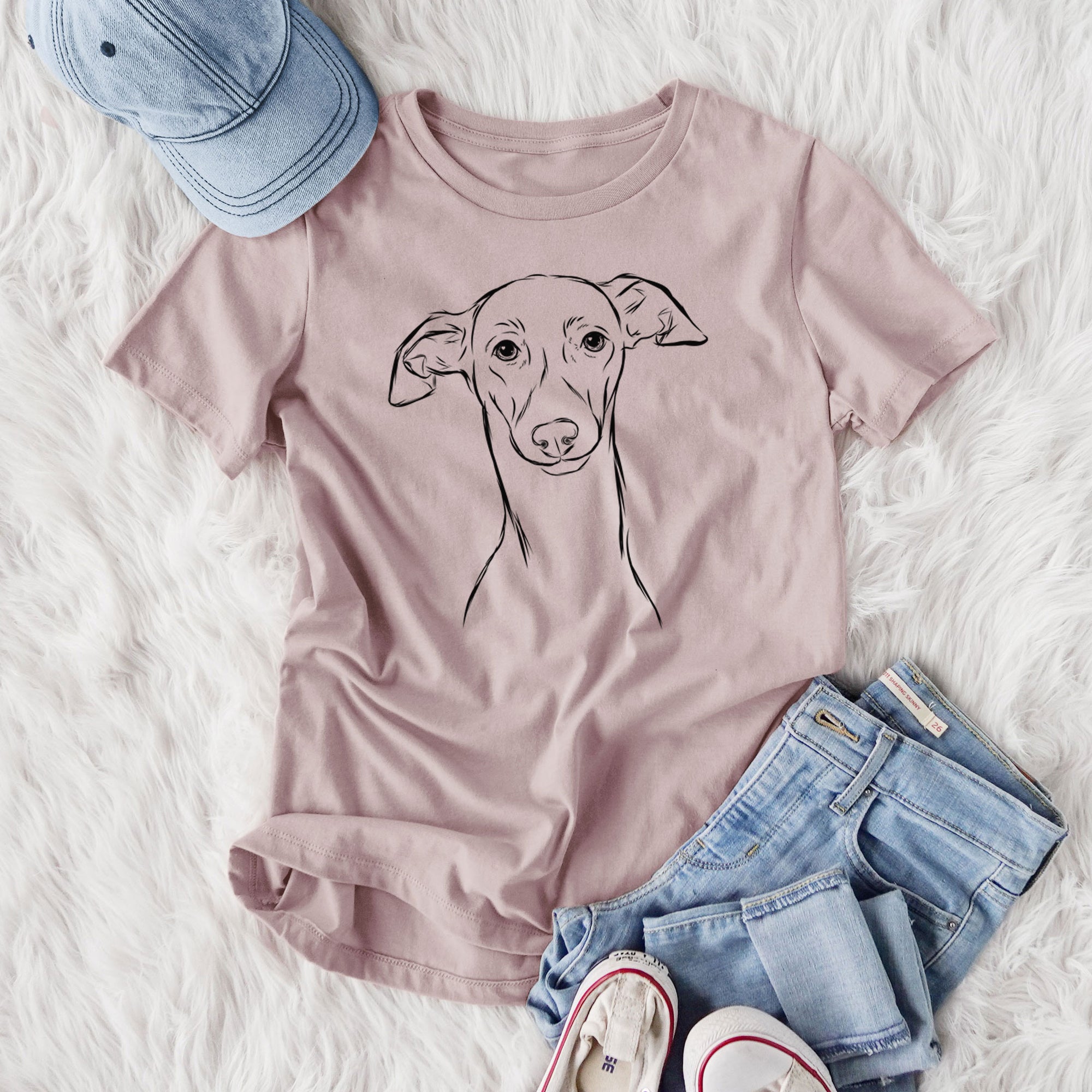 Bare Ziggie the Italian Greyhound - Women's Lightweight Relaxed Fit 100% Cotton Crewneck