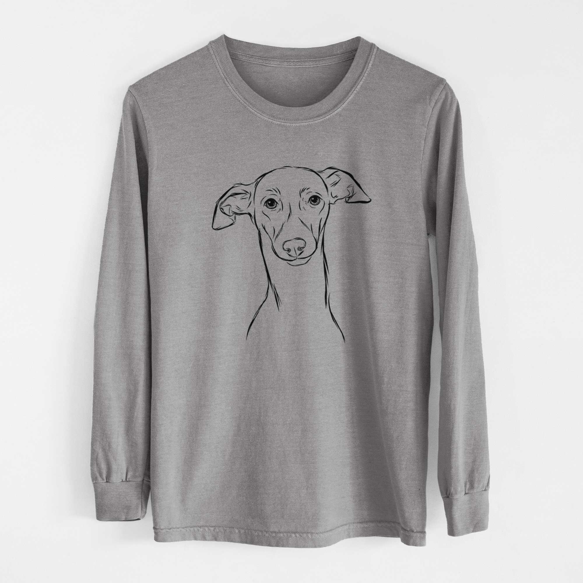 Bare Ziggie the Italian Greyhound - Men's Heavyweight 100% Cotton Long Sleeve