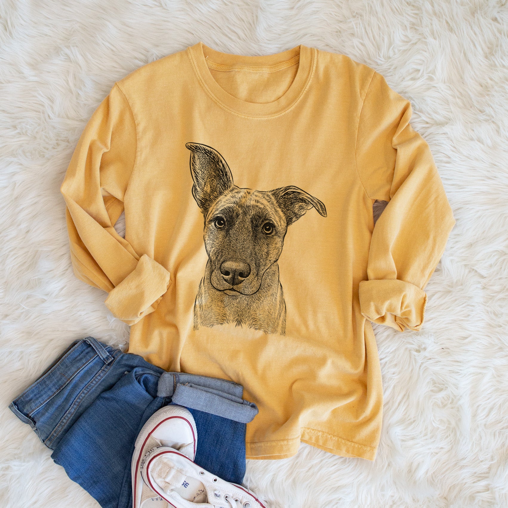 Bare Zoey the Mixed Breed - Men's Heavyweight 100% Cotton Long Sleeve