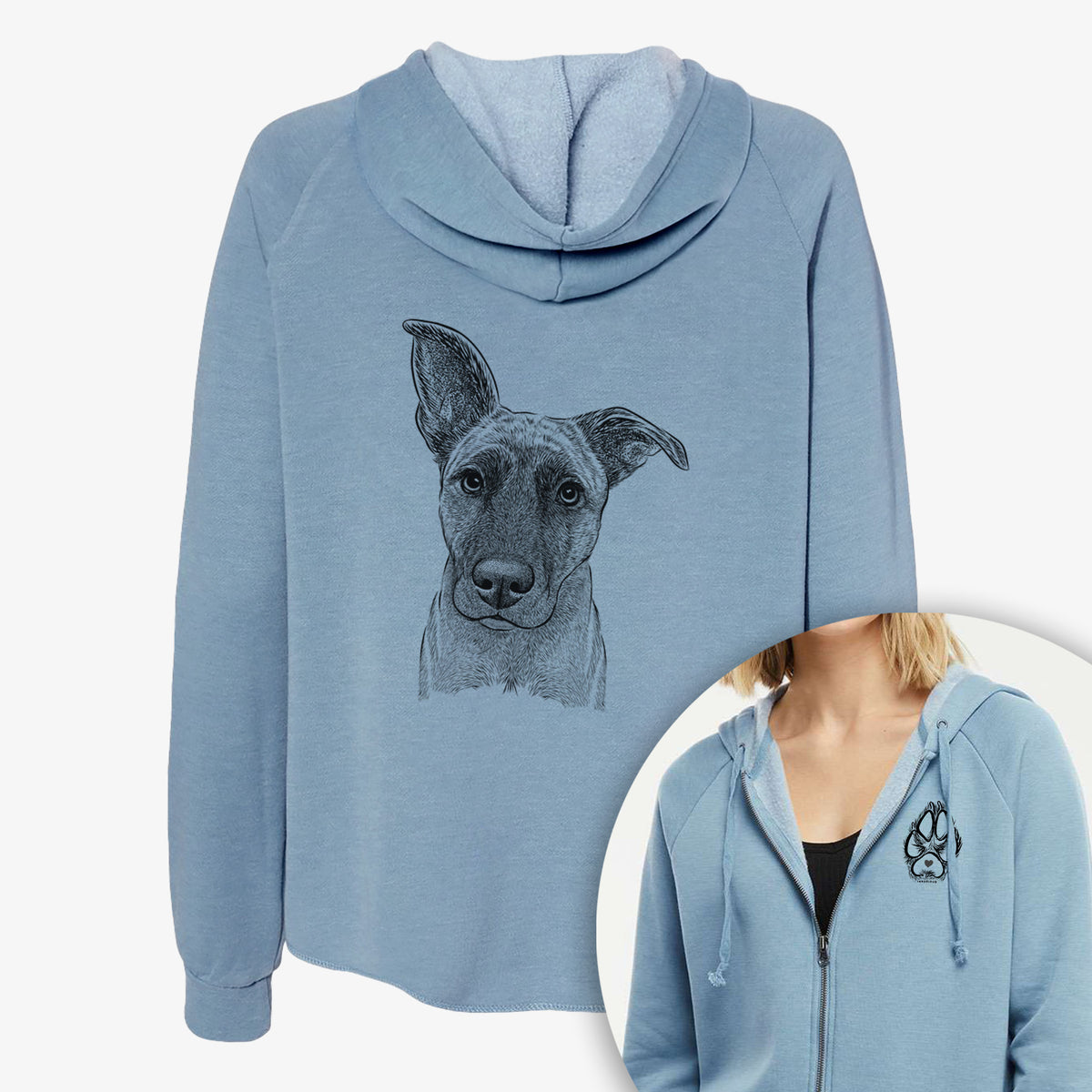 Zoey the Mixed Breed - Women&#39;s Cali Wave Zip-Up Sweatshirt