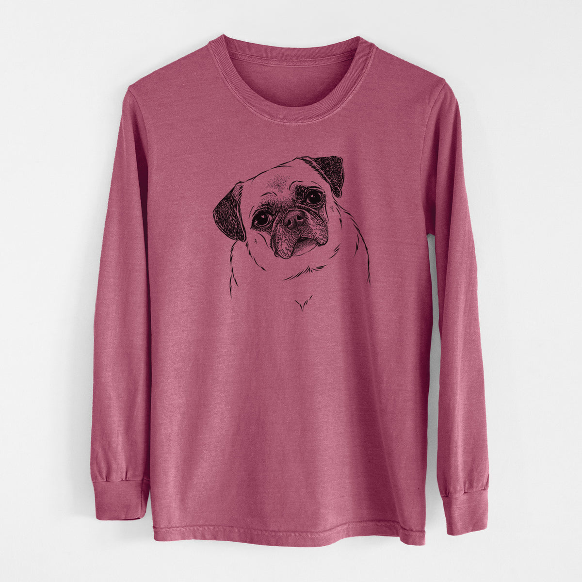 Bare Zoey the Pug - Men's Heavyweight 100% Cotton Long Sleeve