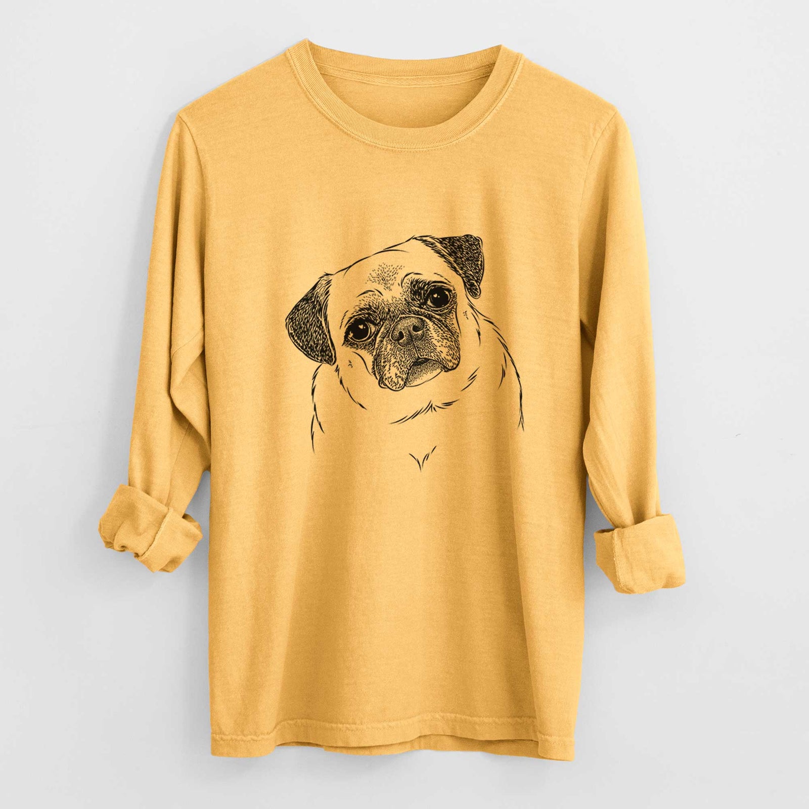 Bare Zoey the Pug - Men's Heavyweight 100% Cotton Long Sleeve