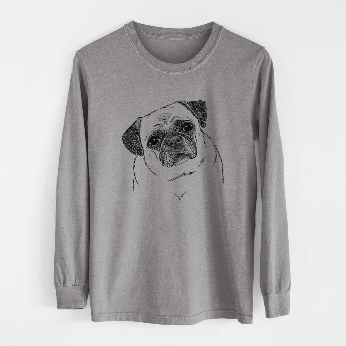 Bare Zoey the Pug - Men's Heavyweight 100% Cotton Long Sleeve