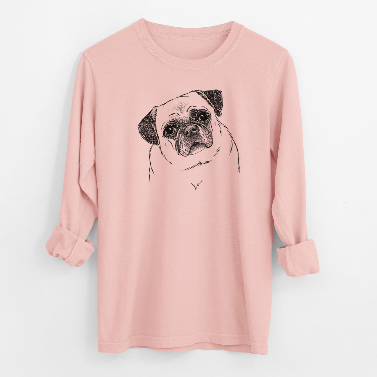 Bare Zoey the Pug - Men's Heavyweight 100% Cotton Long Sleeve