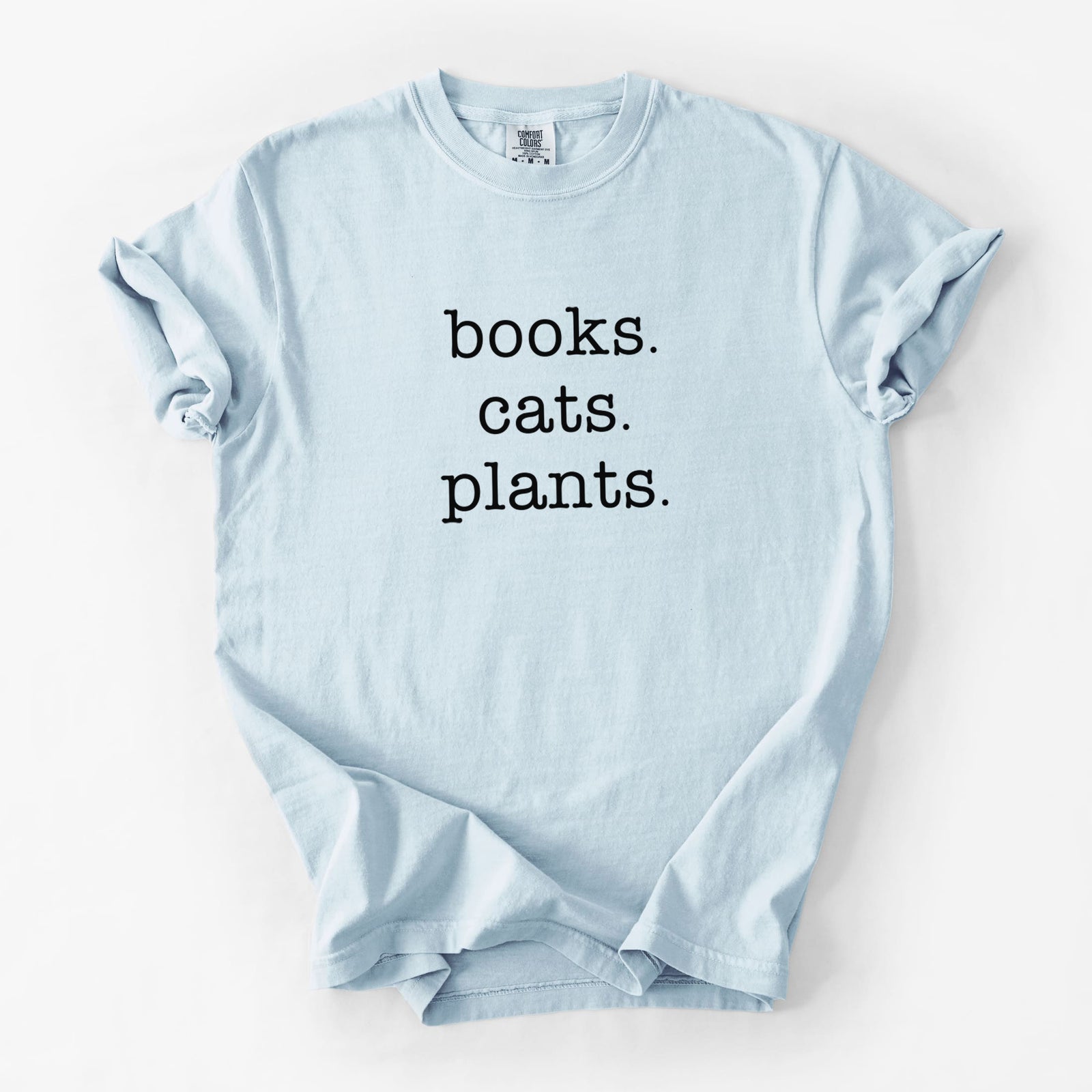 books. cats. plants. - Unisex Comfort Colors Garment-Dyed Heavyweight T-shirt in Chambray