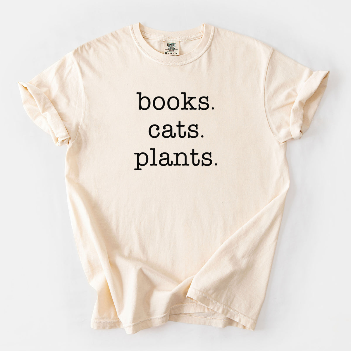 books. cats. plants. - Unisex Comfort Colors Garment-Dyed Heavyweight T-shirt in Ivory