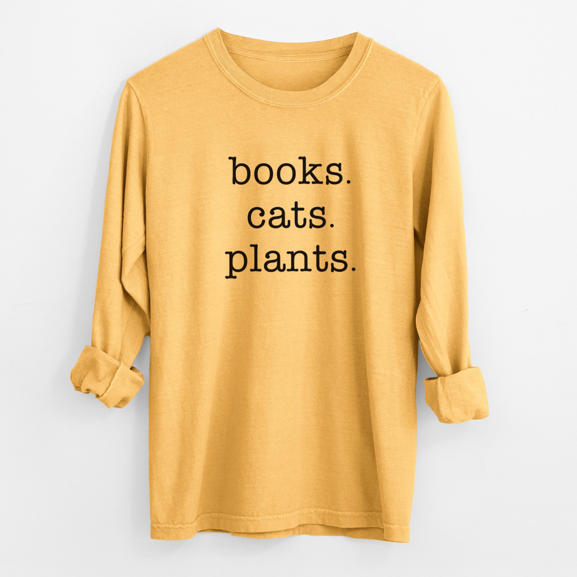 books. cats. plants. - Men's Heavyweight 100% Cotton Long Sleeve