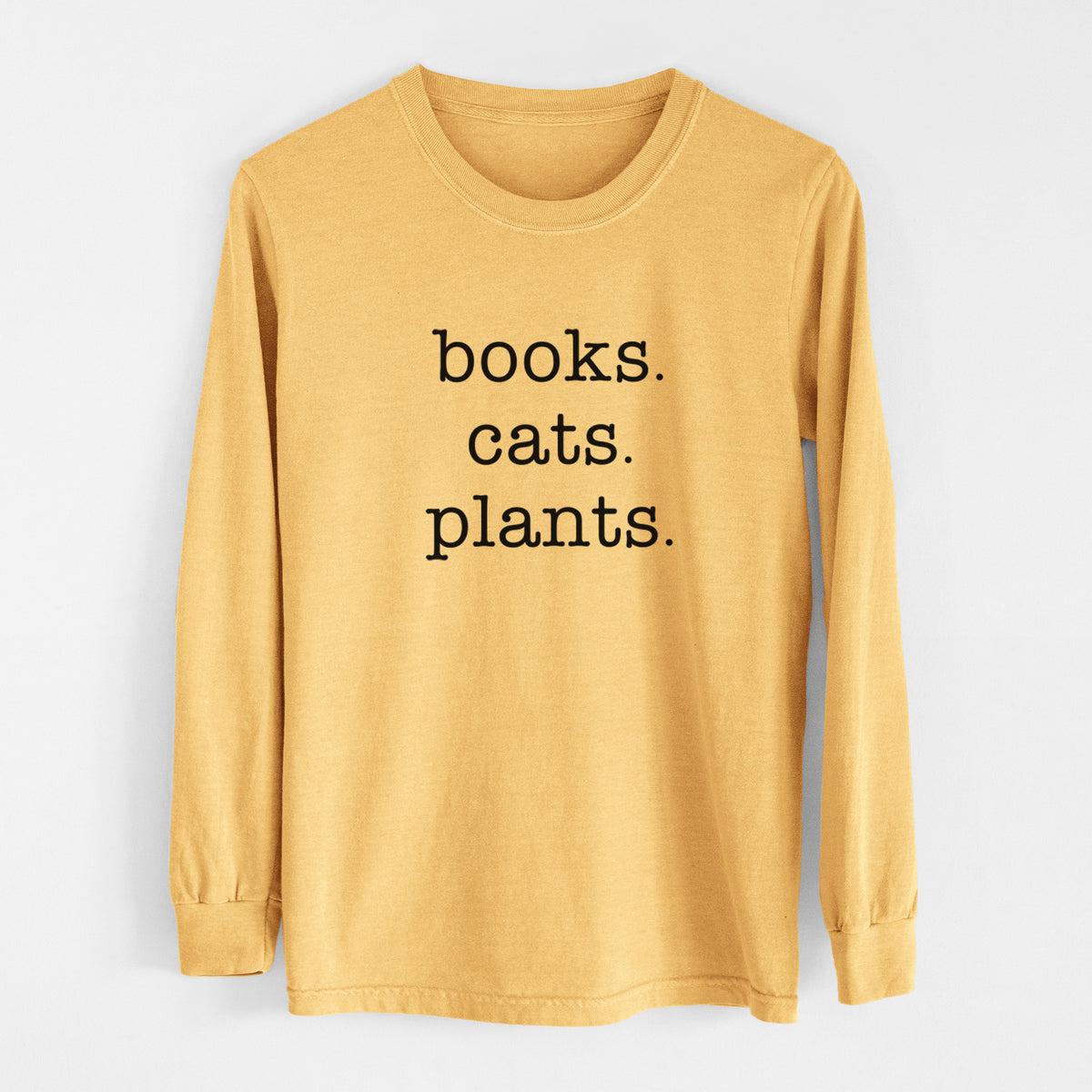 books. cats. plants. - Men&#39;s Heavyweight 100% Cotton Long Sleeve