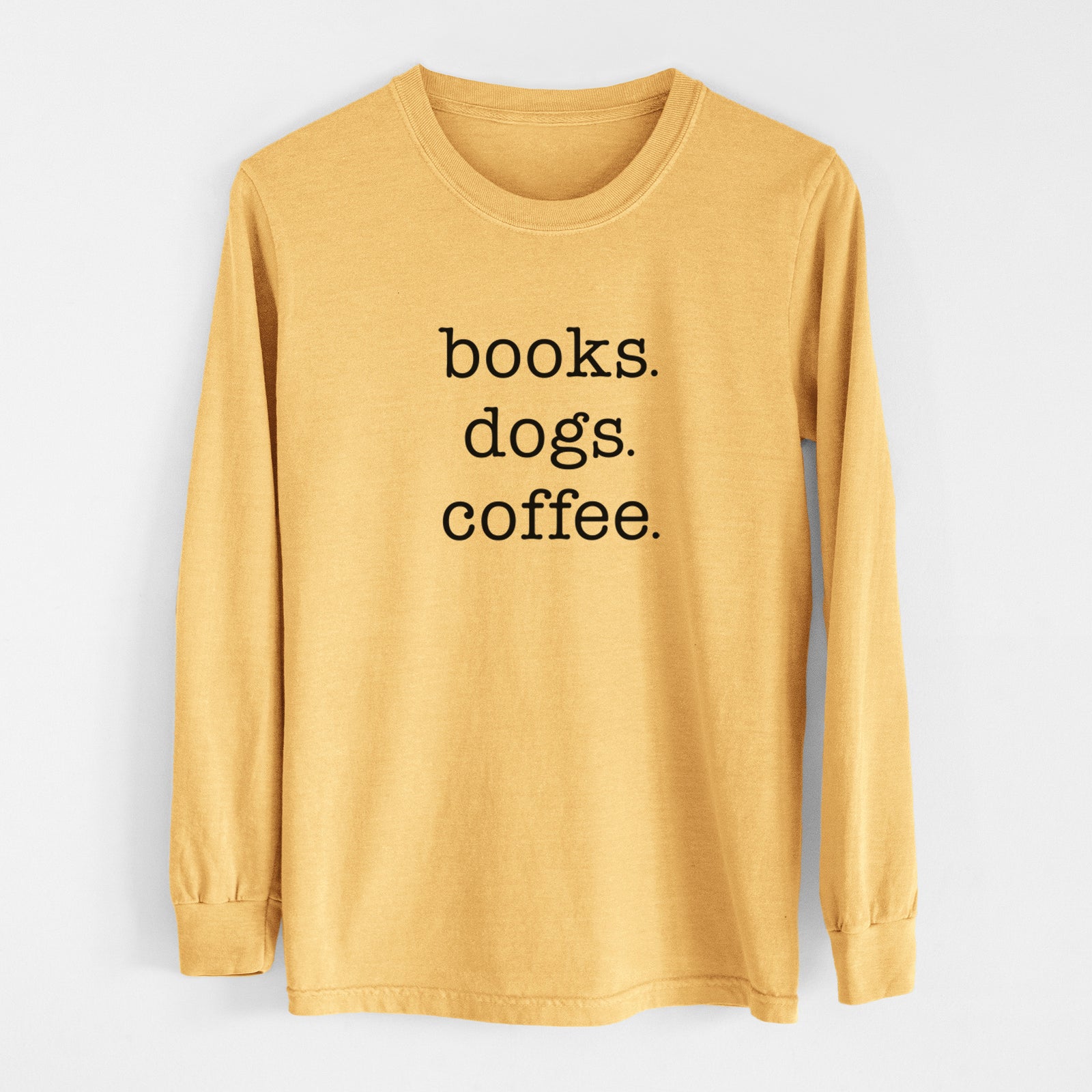 books. dogs. coffee. - Men's Heavyweight 100% Cotton Long Sleeve