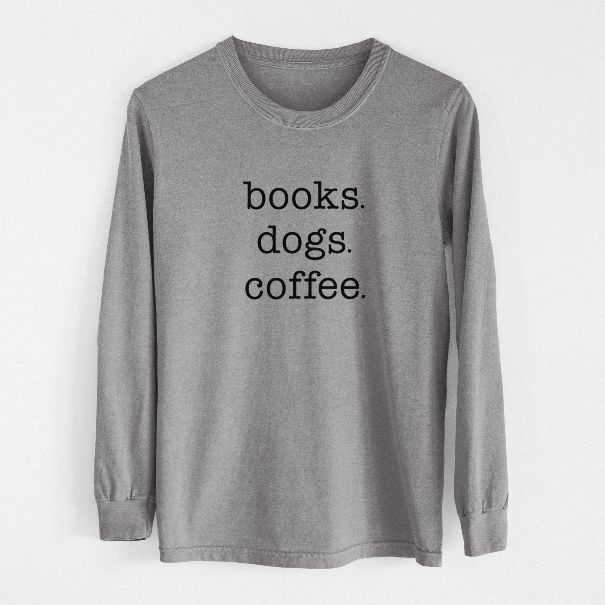 books. dogs. coffee. - Men's Heavyweight 100% Cotton Long Sleeve