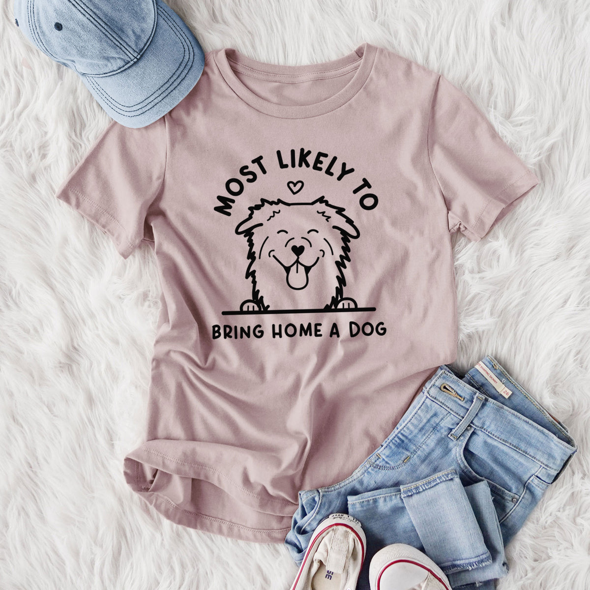 Most Likely to Bring Home a Dog - Aussie - Women's Lightweight Relaxed Fit 100% Cotton Crewneck