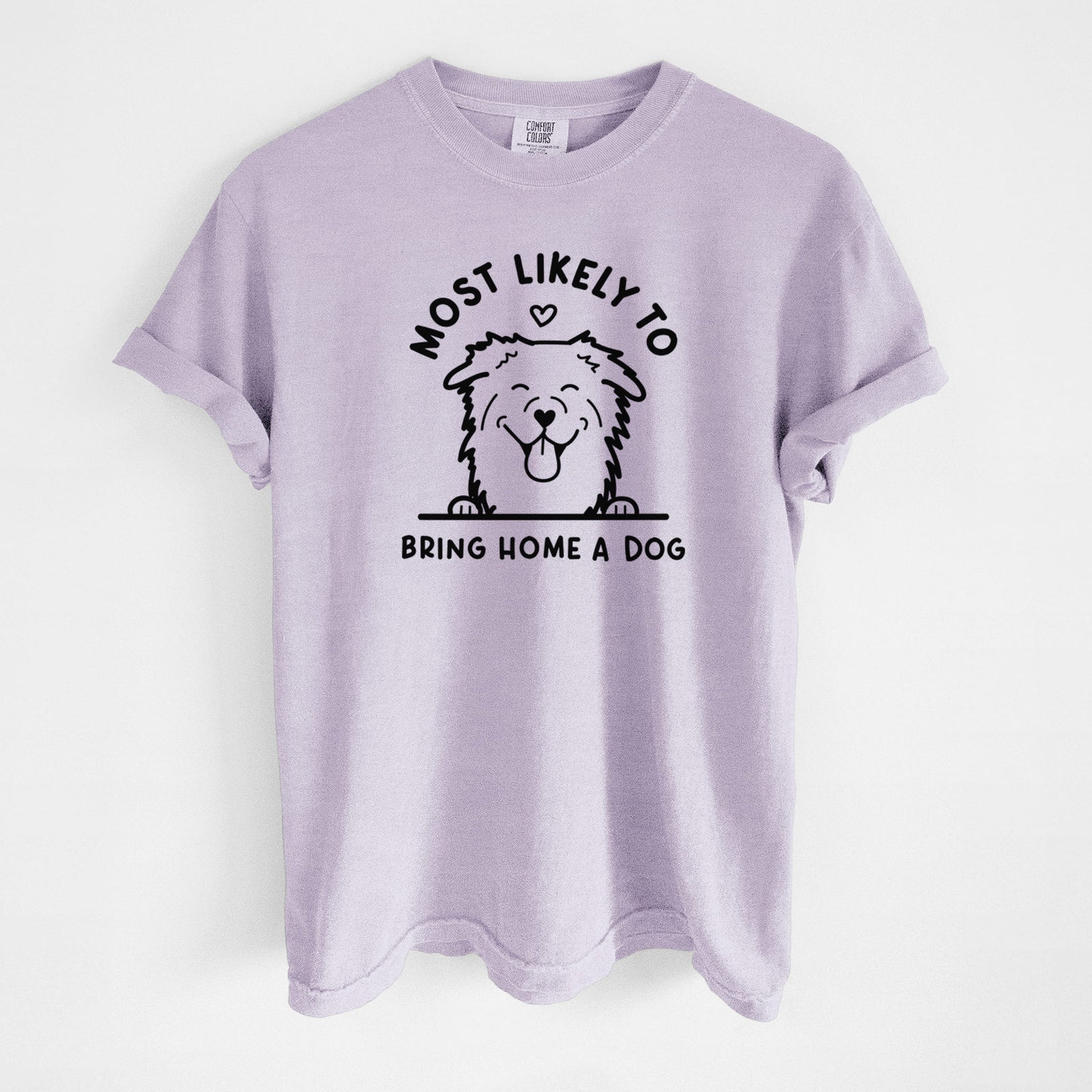 Most Likely to Bring Home a Dog - Aussie - Unisex Comfort Colors Garment-Dyed Heavyweight T-shirt in Orchid