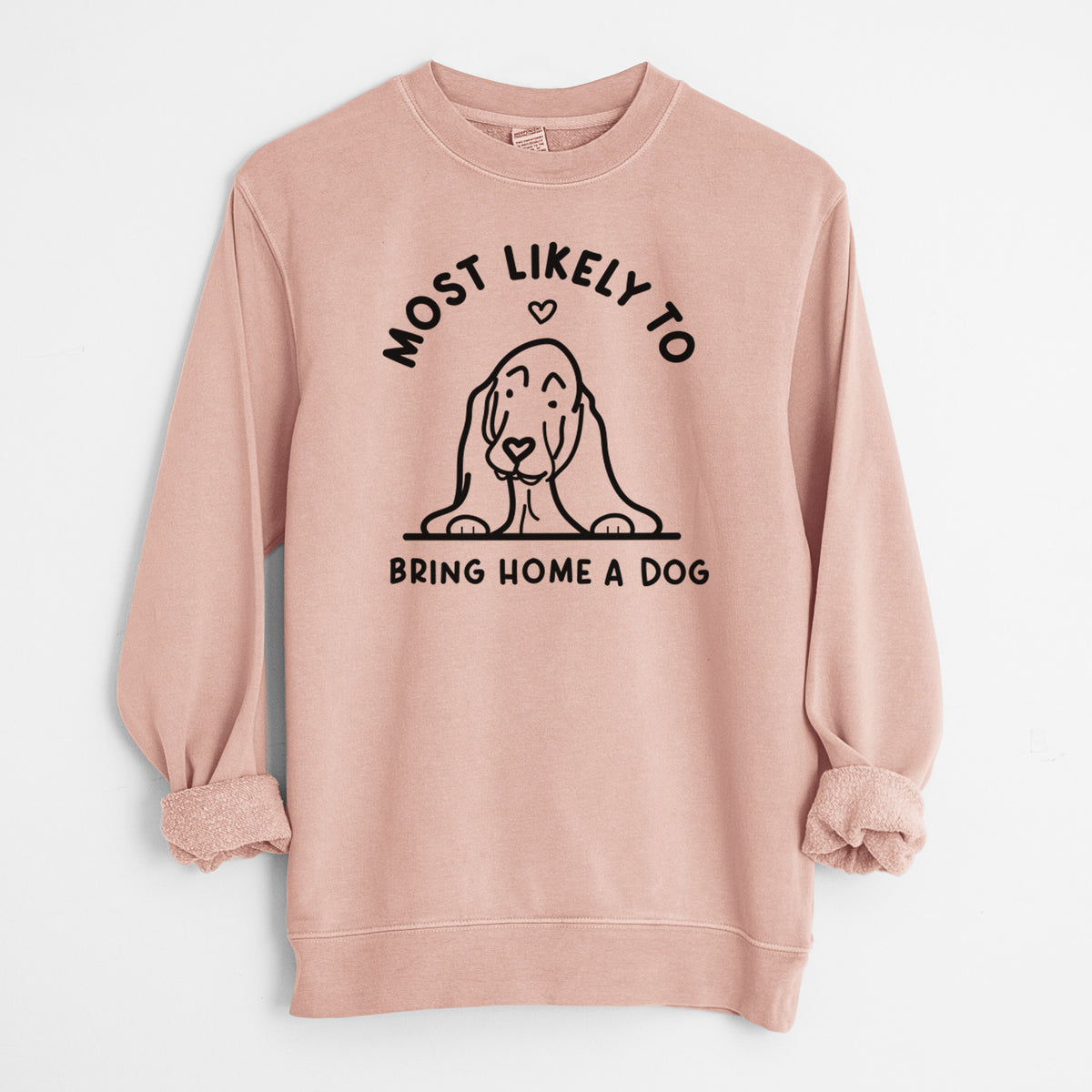 Most Likely to Bring Home a Dog - Basset Hound - Unisex Pigment Dyed Crew Sweatshirt