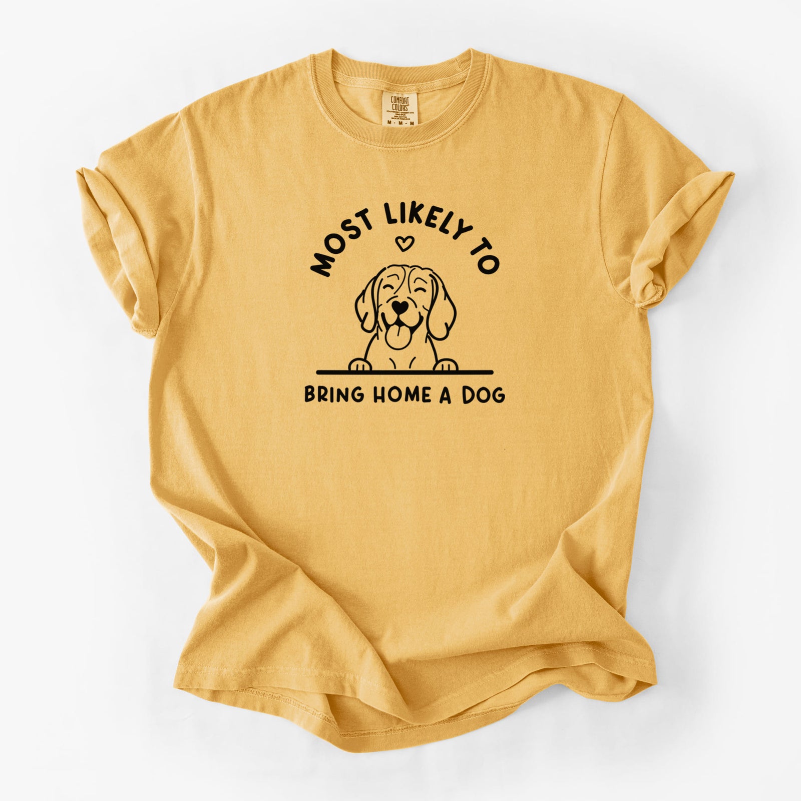 Most Likely to Bring Home a Dog - Beagle - Unisex Comfort Colors Garment-Dyed Heavyweight T-shirt in Golden Wheat