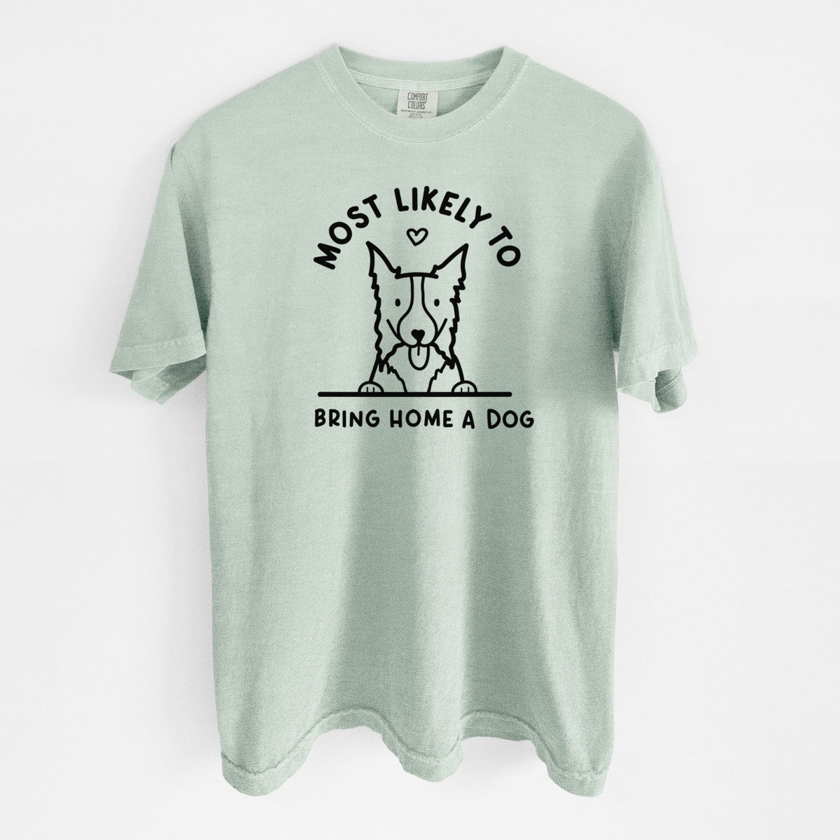 Most Likely to Bring Home a Dog - Border Collie - Unisex Comfort Colors Garment-Dyed Heavyweight T-shirt in Bay