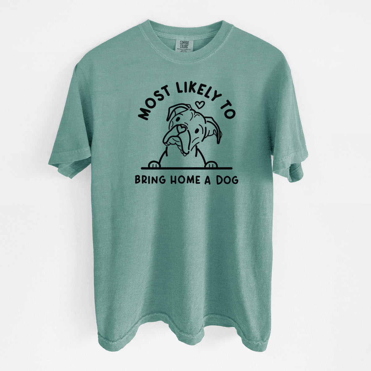 Most Likely to Bring Home a Dog - Boxer - Unisex Comfort Colors Garment-Dyed Heavyweight T-shirt in Reef Green